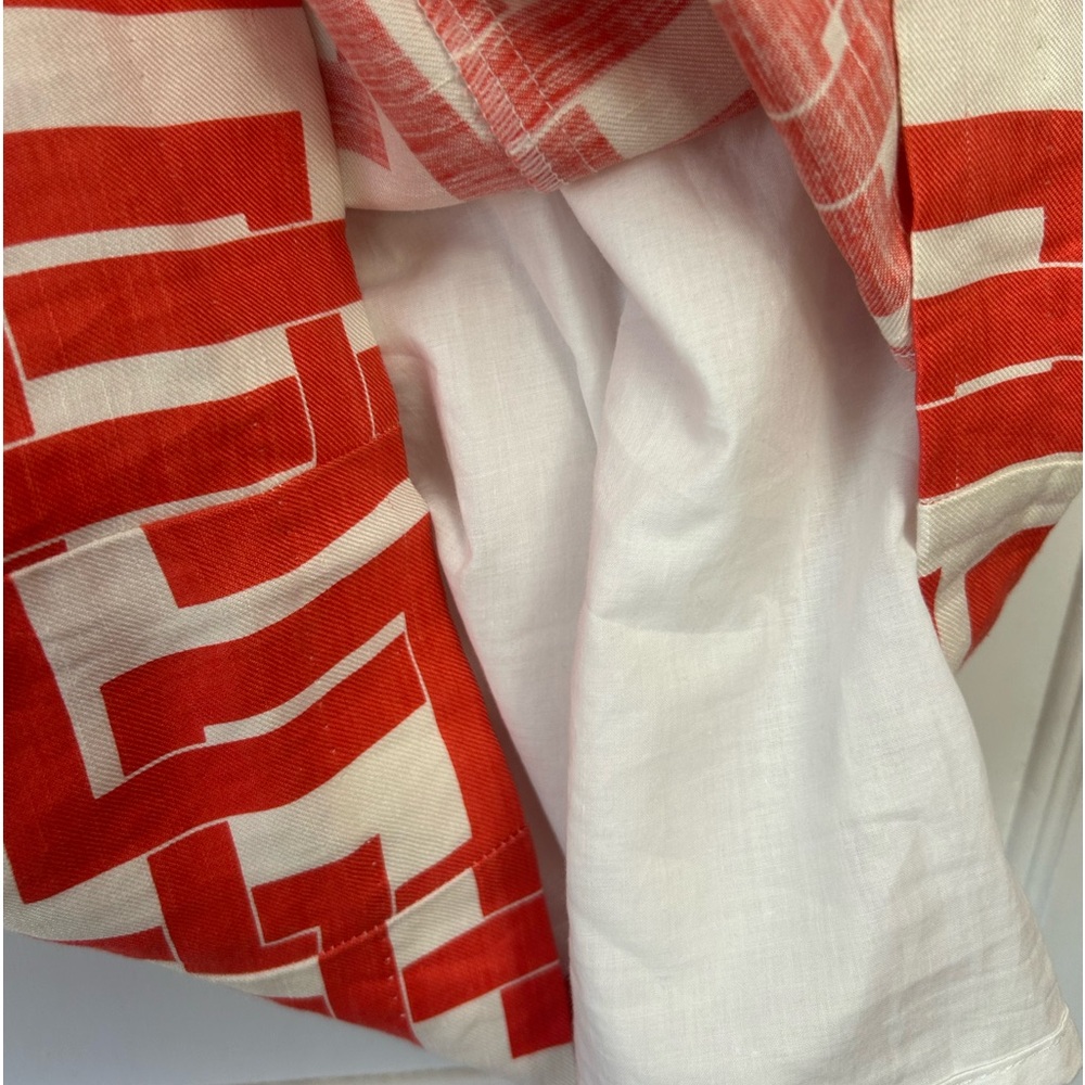 Milly of New York red & white geometric sleeveless linen/silk mini dress size 4 - Picture 9 of 10
